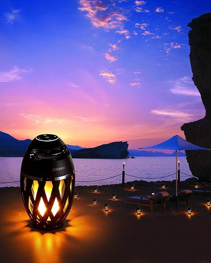 Led Flame Table lamp, Torch Atmosphere Bluetooth Speakers&Outdoor Portable Stereo Speaker with HD Audio and Enhanced Bass,LED flickers Warm Yellow Lights BT4.2 for iPhone/iPad/Android