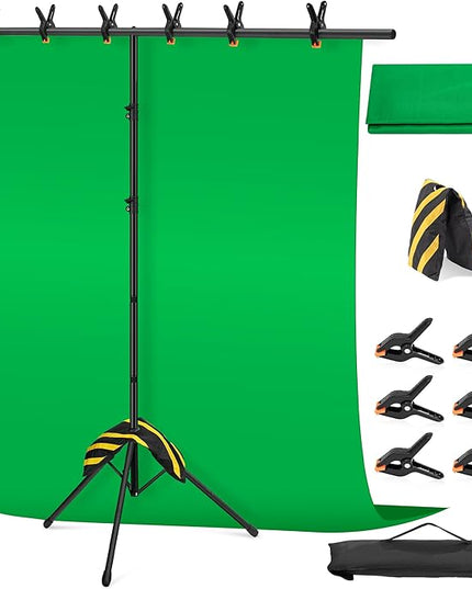 Green Screen Backdrop Kit 8X7.2ft,Portable greenscreen Background with Stand,Adjustable T-Shape Photo Backdrop Stand for Photography, Streaming,Video,Studio,Party,Zoom