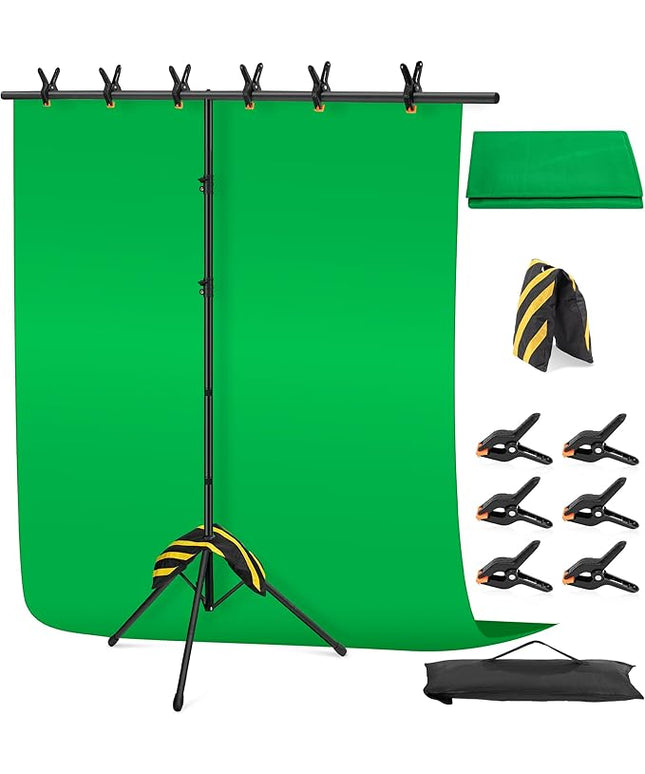 Green Screen Backdrop Kit 8X7.2ft,Portable greenscreen Background with Stand,Adjustable T-Shape Photo Backdrop Stand for Photography, Streaming,Video,Studio,Party,Zoom