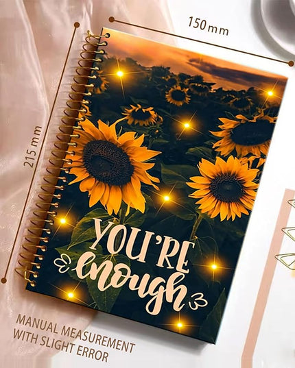 iampanda Spiral Journal Notebook,Strong Twin-Wire Binding with Premium Paper for Girl Women,60 Sheets A5 College Ruled Notebook/Journal,Perfect for School Office Home Gifts,Sunset Sunflower