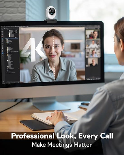 EMEET Piko+ (Piko Plus), World’s 1st Dual-Camera AI-Powered 4K Webcam, 1/2.55'' Sony Sensor, 3 Mics&3 Sound Modes, Panda Magnetic Privacy Cover, USB C-C&C-A, Ideal for Livestreamers