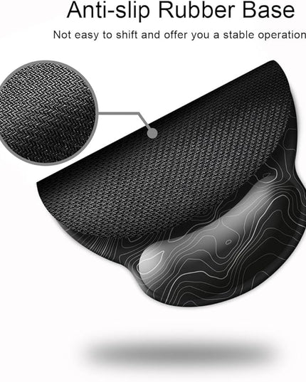 Ergonomic Mouse Pad with Wrist Support,Mouse Pad with Wrist Rest,Relieve Wrist Pain Mousepad Non-Slip Rubber Base,Mouse Pads for Desk,Computers,Laptop,Office,Home,Accessories Black Topographic Line