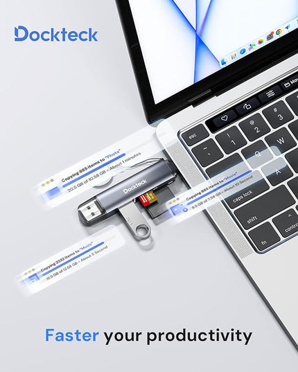 Dockteck SD Card Reader, 5G Super Speed USB3.0 SD/TF Card Reader, 3-Slot USB A/C to SD/Micro SD/USB A Memory Card Reader for UHS-I SD/Micro SD/SDHC/SDXC/MMC, Support OTG for Plug&Play