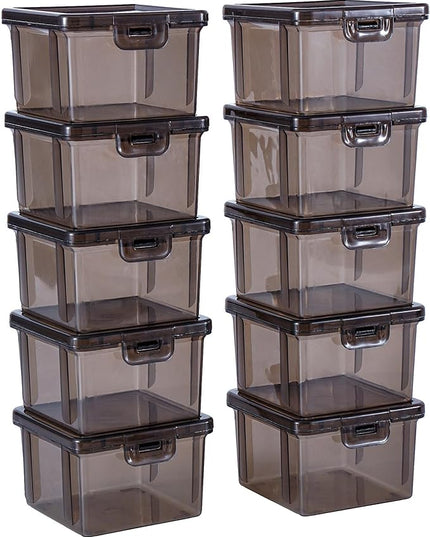 10-Pack Small Plastic Containers with Lids, Clear Stackable Storage Boxes & Bins Organizer for Bead Organizer, Craft Storage, Stickers, Jewelry & Small Items – Black Square Small