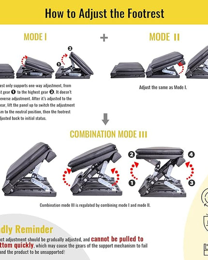 Foot Rest for Under Desk at Work Enlarged, Ergonomic Footrest with Adjustable Height and Angle, Foldable Foot Stool with Removable Pad Massage Beads for Office Gaming Chair Black
