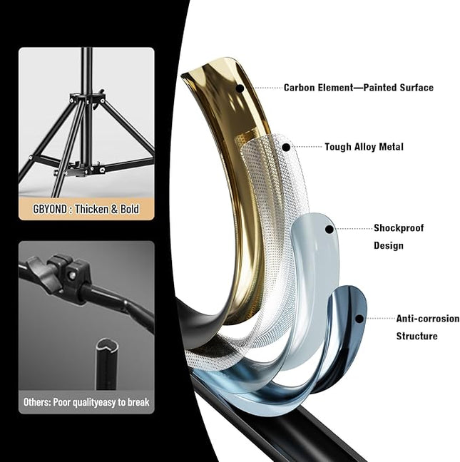BEIYANG 10x10FT Backdrop Stand, Background Support Kit for Photography, 2 Adjustable Backdrop Supports, 4 Crossbars, 4 Clamps, and Carrying Bag for Photo Video Stutio, Parties Decoration