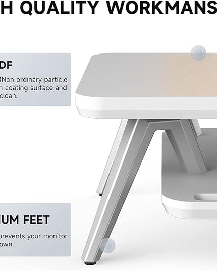 Fenge Dual Monitor Stand, Monitor Stands Riser for 2 monitors, 42.5 Inch Wood Desk Shelf with Storage Organizer and Cable Management for Office Desk Accessories