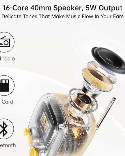 Divoom Tiivoo-2 Retro Pixel Bluetooth Speaker with USB-C/TF Playback, Custom Pixel Art Display, Alarm Clock & White Noise Sleep Mode, Desk Setup for Home Office, Gifts for Women Men, Cream