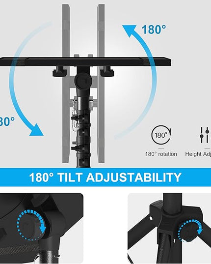 Projector Stand Tripod Adjustable, Laptop Height from 23.5 to 63.5 inches with Gooseneck Phone Holder, Floor for Office, Home, Stage, Studio, DJ Racks Holder Mount, 23.5inch-63.5inch