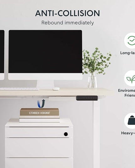 SANODESK L Shaped Standing Desk Adjustable Height, Electric Corner Standing Desk, 63 x 55 inch Sit Stand Computer Table with Splice Board, Maple