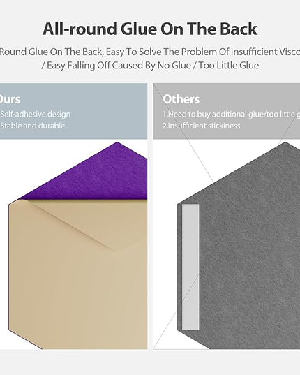 12 Pack Acoustic Panels Self Adhesive Sound Proof Foam, High Density Sound Acoustic Panel, 12X10.23X0.4 Inch Hexagon Panels in Home, Office, Reccording Room, Studio,and more(Violet)