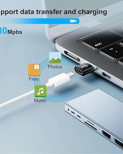 USB to USB C Adapter 10 Pack,USB to USB-C Adapter,USB Type C Male Female Adaptor,USBA Converter for iPhone 16 15 14,MacBook Pro,iPad,Car Charger,Black