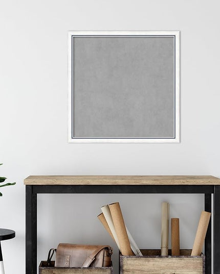 Amanti Art White Framed Magnetic Board 26x26 Medium Vision Board for use with Magnets, 100% Metal Sheet to Display Items as Office Decor or for Home Organization in mudroom, Kitchen or Kids Room