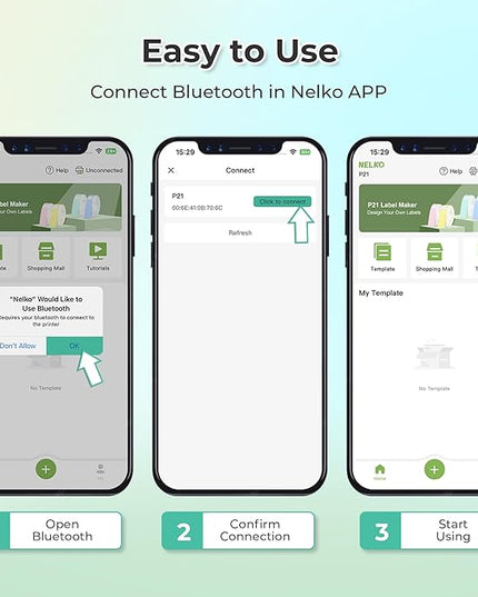 Nelko Label Maker Machine with Tape, P21 Bluetooth Label Printer, Wireless Mini Label Makers with Multiple Templates for Organizing Office Home, Green