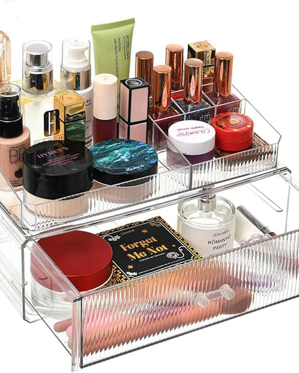 ZHIAIstackable storage drawer, transparent acrylic storage box, cosmetics and beauty product storage organizer, suitable for makeup room, bathroom, under kitchen sink, room, home bedroom storage.