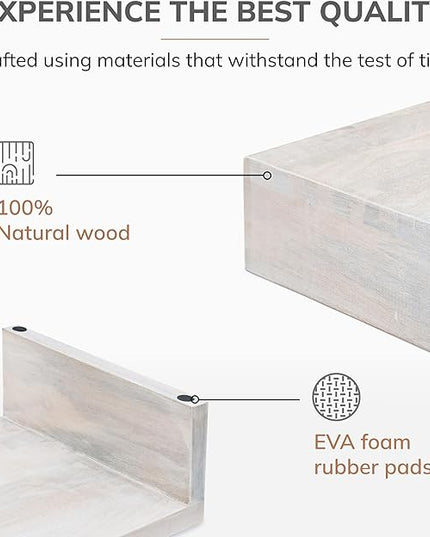 Anji Mountain Wooden Monitor Stand - Elegant Monitor Riser,Perfect Monitor Stand for Desk Organization, Durable Wood Construction monitor stands,Enhances Ergonomics and Workspace Efficiency,White Wash