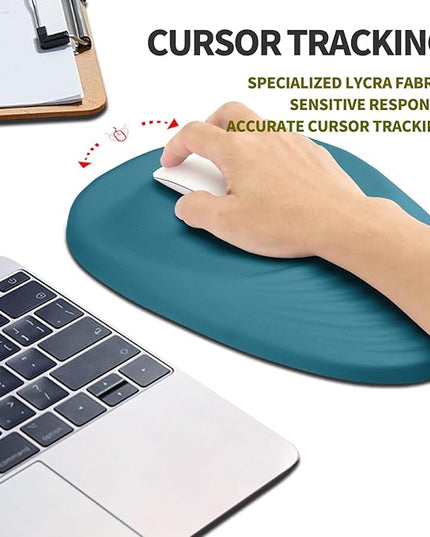 Hokafenle Ergonomic Mouse Pad Wrist Support, Terraced Slope Carpal Tunnel Wrist Pad for Mouse with Unibody Memory Foam, Wrist Rest Pain Relief Mousepad (Turquoise, 11.8x7.9 in)
