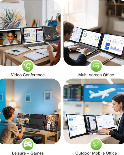 Laptop Screen Extender, Ultra-Thin 15.3" FHD 1200P 16:10 Portable Monitor for Laptop, Lightweight Travel Monitor Extender Plug & Play for 14"-17.3" Laptops, Compatible with Wins/Mac/Android/Chrome