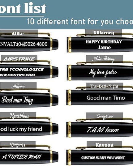 Ancolo Personalized Promotion Pens - Advertising Buesiness Gift Office Writing Set- Engraved with Your Message Name Company Team Name, Phone Number Perfect for Business Men 5 Pens/BOX
