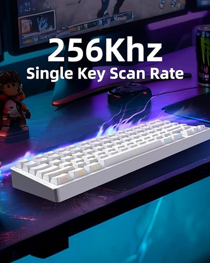 Mars75 Wired Magnetic Switch Keyboard, 75% Layout,0.001MM RT Accuracy, 8KHZ Polling Rate/Latency As 0.125MS/256KHZ Single Key Scan Rate/ARGB，Hot Swappable Gaming Keyboard(White)