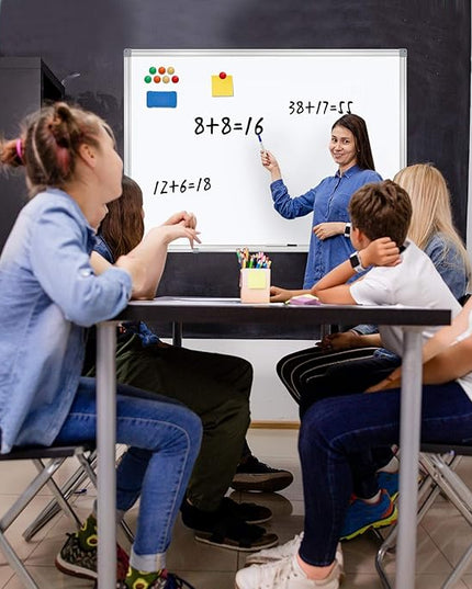 H-Qprobd Dry Erase Board for Wall Aluminum Presentation Magnetic Whiteboard with Long Pen Tray, Wall-Mounted White Board for School, Office and Home (40"x28")