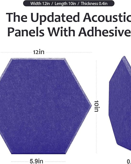 18Pack Hexagon Acoustic Panels 12" X 10" X 0.4" Sound Proof Panels,High Density Sound Dampening Panels With Self-Adhesive Soundproof Absorbing Wall Panels For Home Insulation Studio Office (Dark Blue)