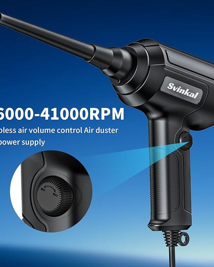 Compressed air Duster Electric 500W, Canned air Replacement, 40000RPM Air Blower, Stepless Speed, an AC dust Blower with 6ounces of Blowing Power for Computer Keyboards etc Electronic Duster