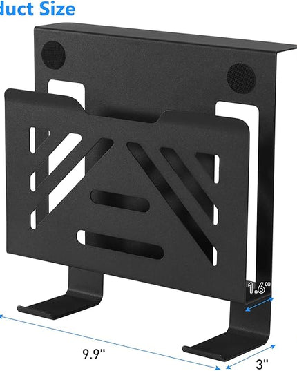 MAXECHO Desk Side Storage, Under Desk Laptop Mount, Table Side Hanging File Organizer, No Drill Clamp On Cable Management Tray, Laptop Holder with 2 Hooks for Office and Home, Load 22 Lbs
