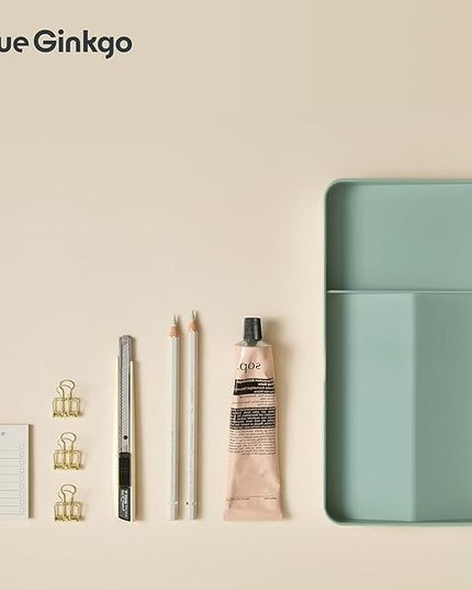 BLUE GINKGO Desk Tray – Korean-Made Organizer for Notes, Pens, Pencils, and Accessories (Double-sided, Green)