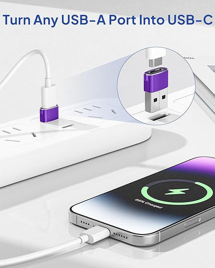 Elebase for Apple Watch SE 3 Adapter,USB to USB C Adaptor 4 Pack,Type C Female to USB A Male Charger Connector for iWatch 11 10,iPhone 16 15 Plus Pro Max,iPad 8 8th 9 9th 10th Air 4th 5 5th Mini 6 6th