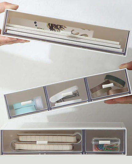 Desk Organizer with 6 Drawers, Makeup Organizer, Plastic Cosmetic Organizer, Bathroom Organization Boxes, Desktop Storage Box(White)