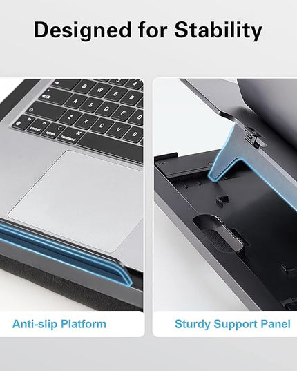 Adjustable Lap Desk - with 6 Adjustable Angles, Detachable Mouse Pad, & Dual Cushions Laptop Stand for Car Laptop Desk, Work Table, Lap Writing Board & Drawing Desk on Sofa or Bed by HUANUO