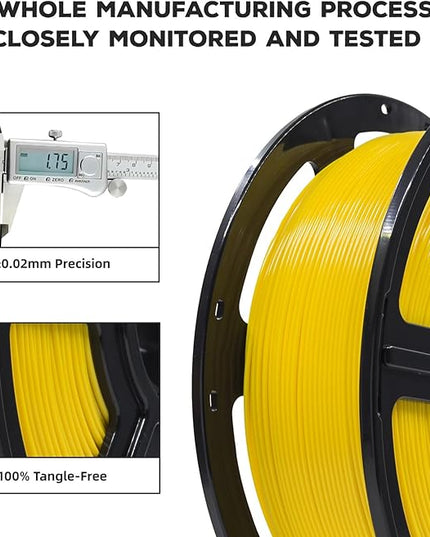 FLASHFORGE PLA Filament 1.75mm, 3D Printer Filament 1kg (2.2lbs) Spool, Dimensional Accuracy +/- 0.02mm, 3D Printing Filament Easy to Use and Fits for Most FDM 3D Printers (Yellow)