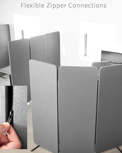 VIVO Freestanding 72 x 66 inch Privacy Panel, Cubicle Divider, Acoustic Wall Partition, x3 24 inch Panels, Gray, PP-3-T072G