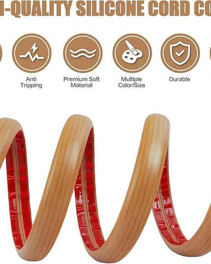 Floor Cord Cover Self Adhesive Cord Hider,3.3FT Cable Management, Extension Strip Protector for Wires, Prevent Cable Trips for Offices, Gyms, Exhibitions Cavity:0.3"(W) x 0.28"(H) Brown Wood