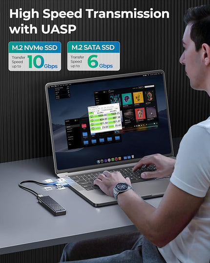 ORICO M.2 NVMe SATA SSD Enclosure, USB 3.1 Gen 2 (10 Gbps) to PCI-E 6Gbps NGFF M-Key / B+M Key SSD Case M.2 Reader Support UASP for Size 2230/2242/2260/2280 SSDs Diskless (M2PVM)