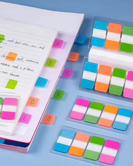 Golcellia 480 Pieces Sticky Tabs Transparent Sticky Notes, Colored Page Markers for Bookmarks, Writable and Repositionable Index Annotation Tabs