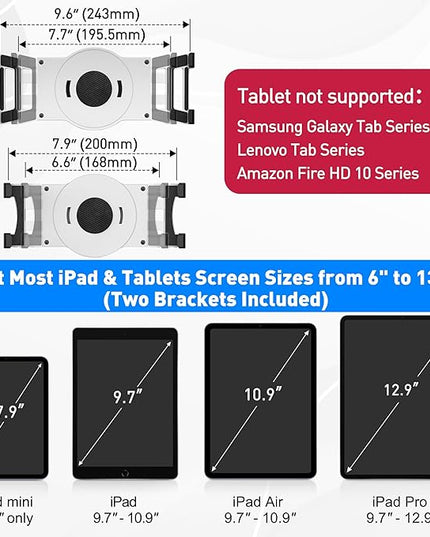 AboveTEK Retail Kiosk iPad Stand, 360° Rotating Commercial POS Tablet Stand, Fits 6"-13" (Screens) iPad mini Pro-Business Swivel Tablet Holder, for Store Office Reception Kitchen Desktop (White)
