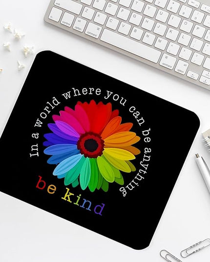 Colorful Flower Square Mouse Pad,Non-Slip Rubber Base Mouse Pad,Home Office Decoration Desktop Accessory,Laptop Mouse Pad for Office Laptops, 9.4x7.8x0.12inch.