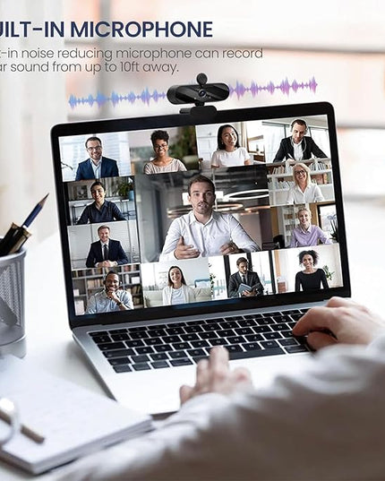 USB HD 1080P Video Webcam and Wide Angle Camera with Built-in Microphone and Rotatable Tripod,for Laptop Computer or Desktop PC,Great for Live Streaming.Calls.Video Conferencing(Black)