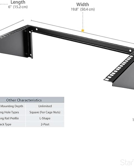 StarTech.com 6U Wall Mount Patch Panel Bracket – 19 in – Steel - Vertical Mounting Bracket for Networking and Data Equipment , TAA (RK619WALLV)