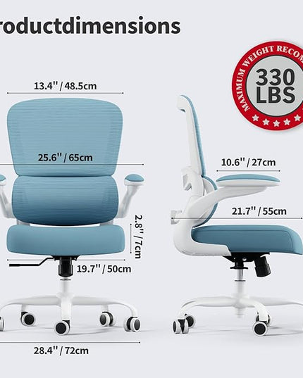 TRALT Office Chair - Ergonomic Desk Chair with Adjustable Lumbar Support, Mesh Computer Chair, Executive Chairs for Home Office Comfortable Lumbar Support,Sky Blue