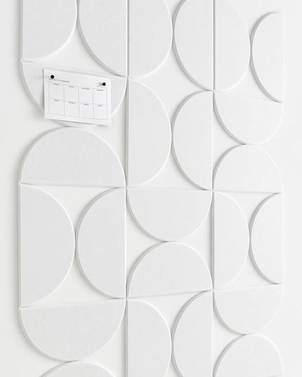 Large Bulletin Board Kit 48x36- Minimalist Wall Art to Replace Your Old Cork Boards for Walls for Office Decor - 24-Pack Semi-Circle Felt Wall Tiles for Home Office Décor (Milky White
