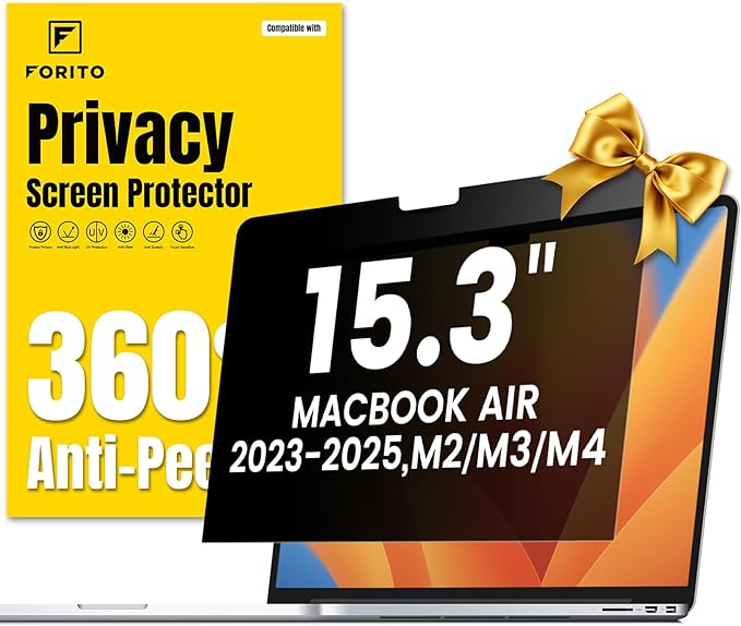 F FORITO 360° Privacy Screen Protector Compatible with MacBook Air 15.3 inch (2023-2025, M2, M3, M4), Anti Peeping and Anti Glare Laptop Privacy Screen Shield