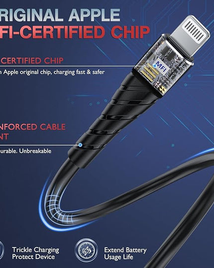 OIITH Apple MFi Certified iPhone Charger Cable 3 Pack 6 Ft, Long Lightning Charging Cord, Fast 2.4A iPhone USB Cord Compatible with iPhone12/11/XS/Max/XR/X/8/8P/7P/6