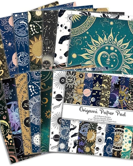 Origami Paper Kit 50 Sheets 70GSM 6 Inch Square Double Sided Color 50 Vivid Japanese Washi Chiyo Colors for Hand Crafts Origami Paper Arts Creativity.Constellation