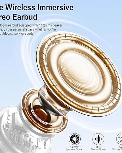 Wireless Earbuds, 2025 Bluetooth 5.3 Headphones HiFi Stereo Ear buds with ENC Noise Cancelling Mics, 40H Bluetooth Earbuds with Dual LED Display, IP7 Waterproof in Ear Earphones for Android iOS, White