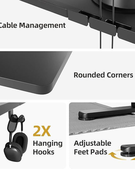 INNOVAR Electric Standing Desk, Adjustable Height Stand up Desks, 63 x 24 Inches Sit Stand up Desk for Home Office Computing, 3-Preset Memory Height Ergonomic Rising Desks, Black