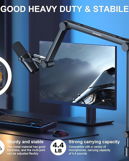 Microphone Arm,Aokeo AK-49 Adjustable Compact Mic Suspension Boom Scissor Arm Stand For Blue Yeti,Snowball iCE, HyperX QuadCast,SoloCast,Elgato Wave,Etc