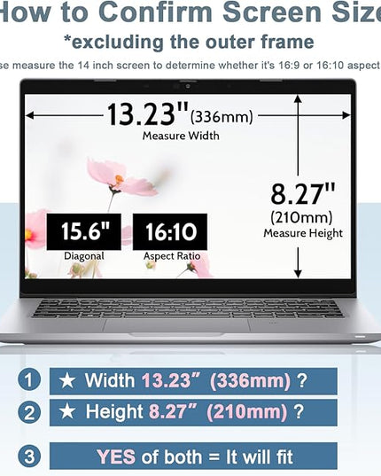 Laptop Privacy Screen 15.6 Inch for HP Dell Acer Asus Lenovo Thinkpad Envy Xps, 16:10 Aspect IPROKKO Removable 15.6in Anti Blue Light Glare Privacy Filter Shield, Anti Spy Computer Monitor Security